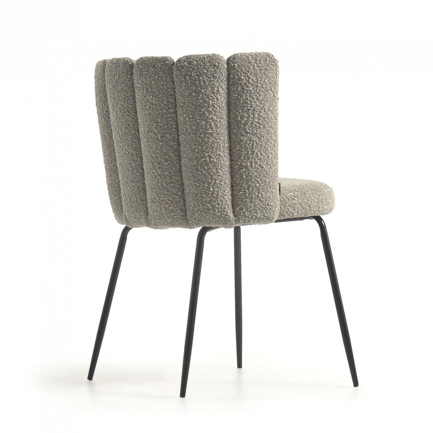108114 Стул из серой ткани букле и черными металлическими ножками La Forma Aniela  - Вид №1