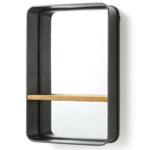 Зеркало с полкой прямоугольное настенное темно-серое Cellini от La Forma LA FORMA CELLINI 342796 Серый