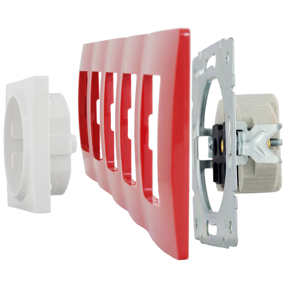 Рамка для розеток и выключателей Legrand Etika 5 постов, цвет красный STLM-2156115 - Вид №3