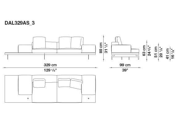 3-местный тканевый диван с полуостровом B&B Italia док ARCH-00061121 - Вид №20