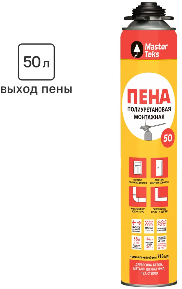 84519010 Пена монтажная профессиональная MasterTeks 50 летняя 715 мл STLM-0051099