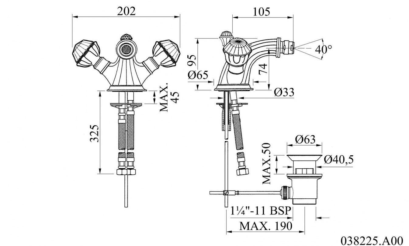 Bronces Mestre Смеситель для биде с одним отверстием и кристаллами swarovski® Indica sun-id-1429125 - Вид №1