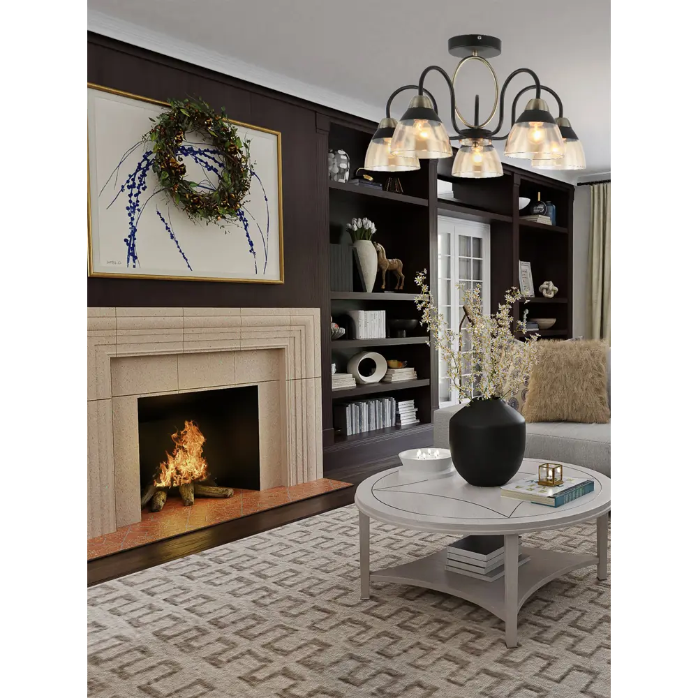 Люстра потолочная JLIGHT FIONA 5 лампы 24 м², цвет черный/бронза 84534228 STLM-2062498  - Вид №9