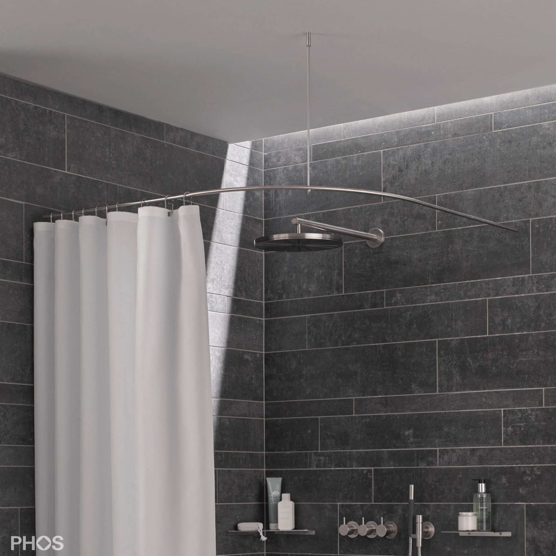 DSB300-1000 Квадрант штанги для душевой занавески с радиусом дуги 30 см, 100 x 100 см PHOS 