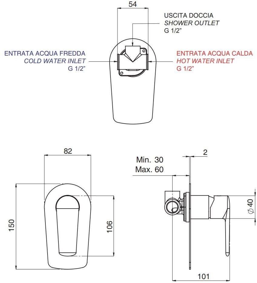 Rubinetterie Mariani Смеситель для ванны / душа из латуни Armonia 179/ar - Вид №1