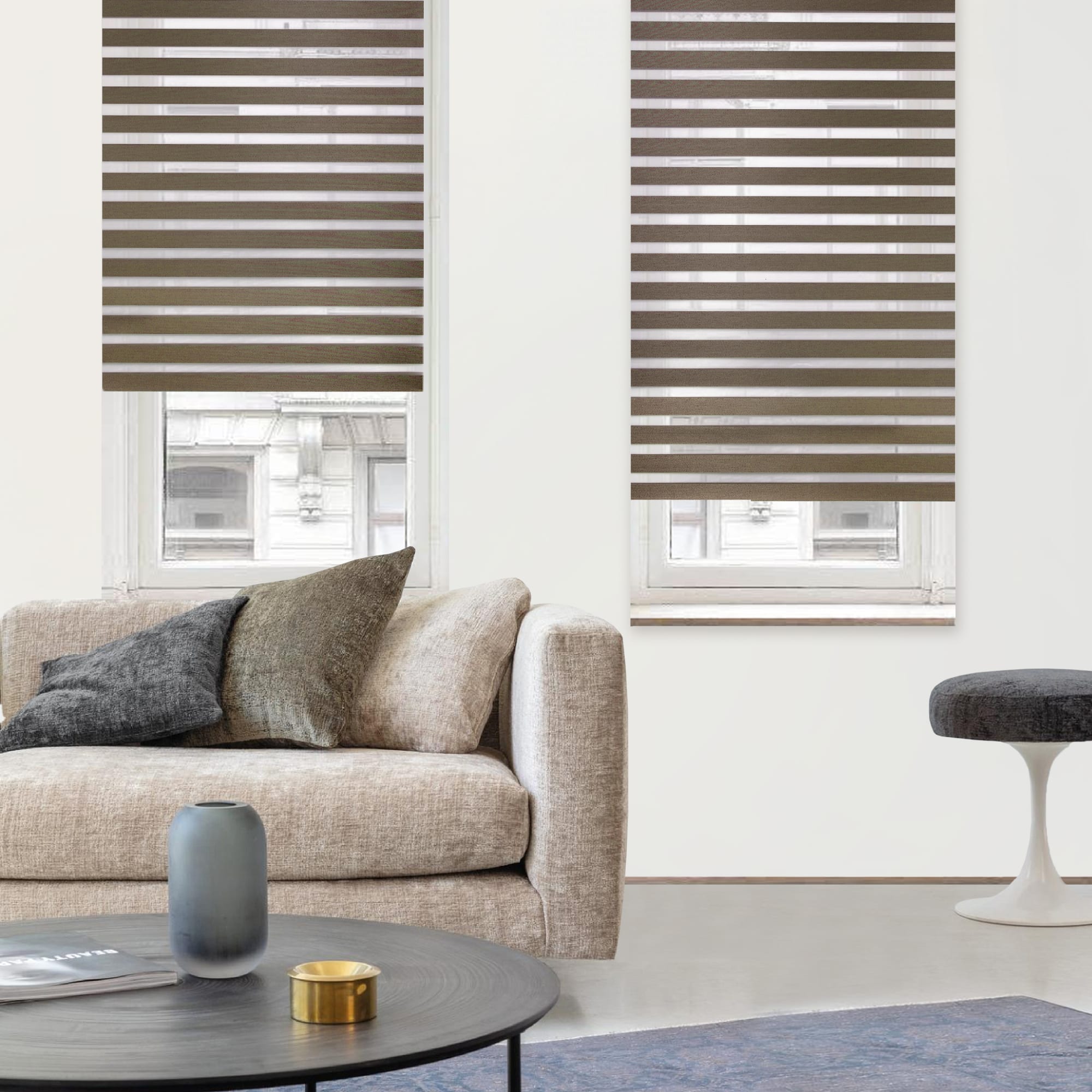 82614520 Штора рулонная день-ночь Miamoza Blackout Rain 70x160 см, цвет коричневый Santreyd  - Вид №2