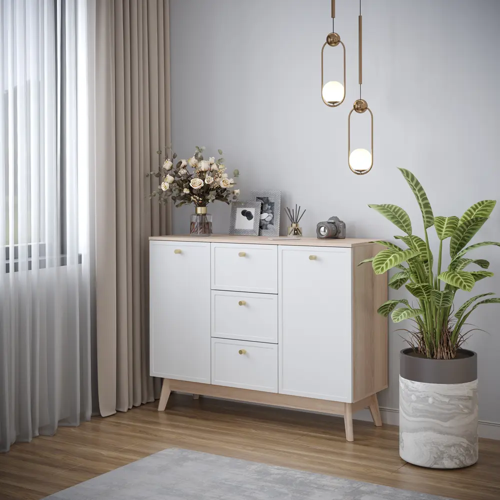 Комод KONSENSA Амьен 3 ящика 120x94x41.7 см ЛДСП цвет белый/коричневый Лион STLM-2208175