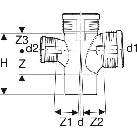 GEBERIT 390.466.14.1 Крестовина со смещенным впуском Geberit Silent-PP 87,5°  - Вид №3
