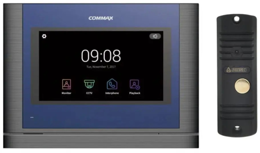 91153884 Комплект видеодомофона Commax CDV-704MA/AVC 305 7" цвет синий/черный STLM-0502355