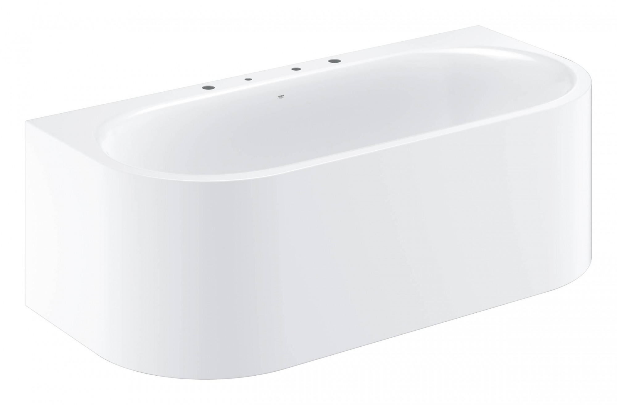 Ванна GROHE Essence, пристенная с противоскользящим покрытием, отверстия для смесителя на бортике, 180 х 80 х 57,5 см, альпин-белый (39623000)