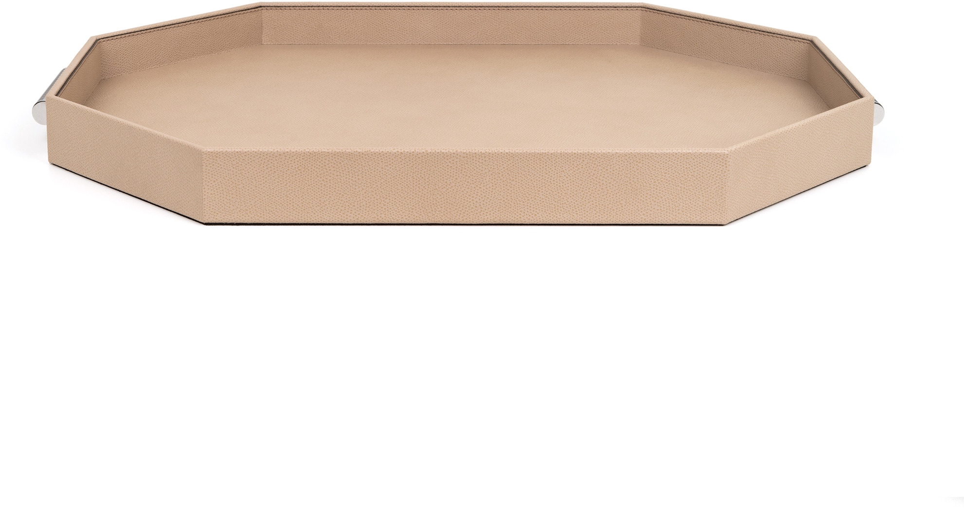 Восьмиугольный поднос Grace - 55X40 см/металл-отделка_золото/зернистая кожа_кофе