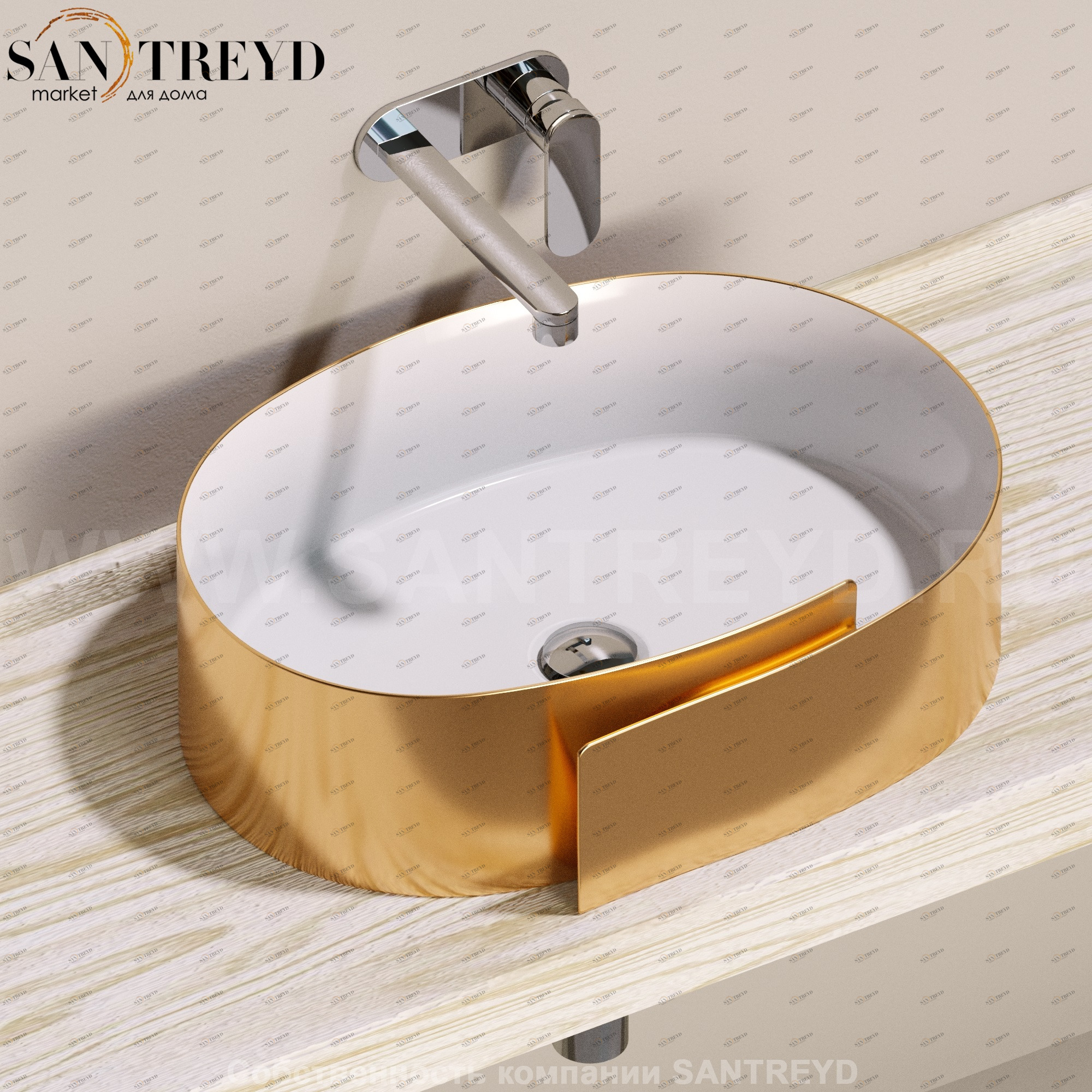 RL56LGOLD Накладная раковина на столешницу  овальная Ceramica Flaminia Roll