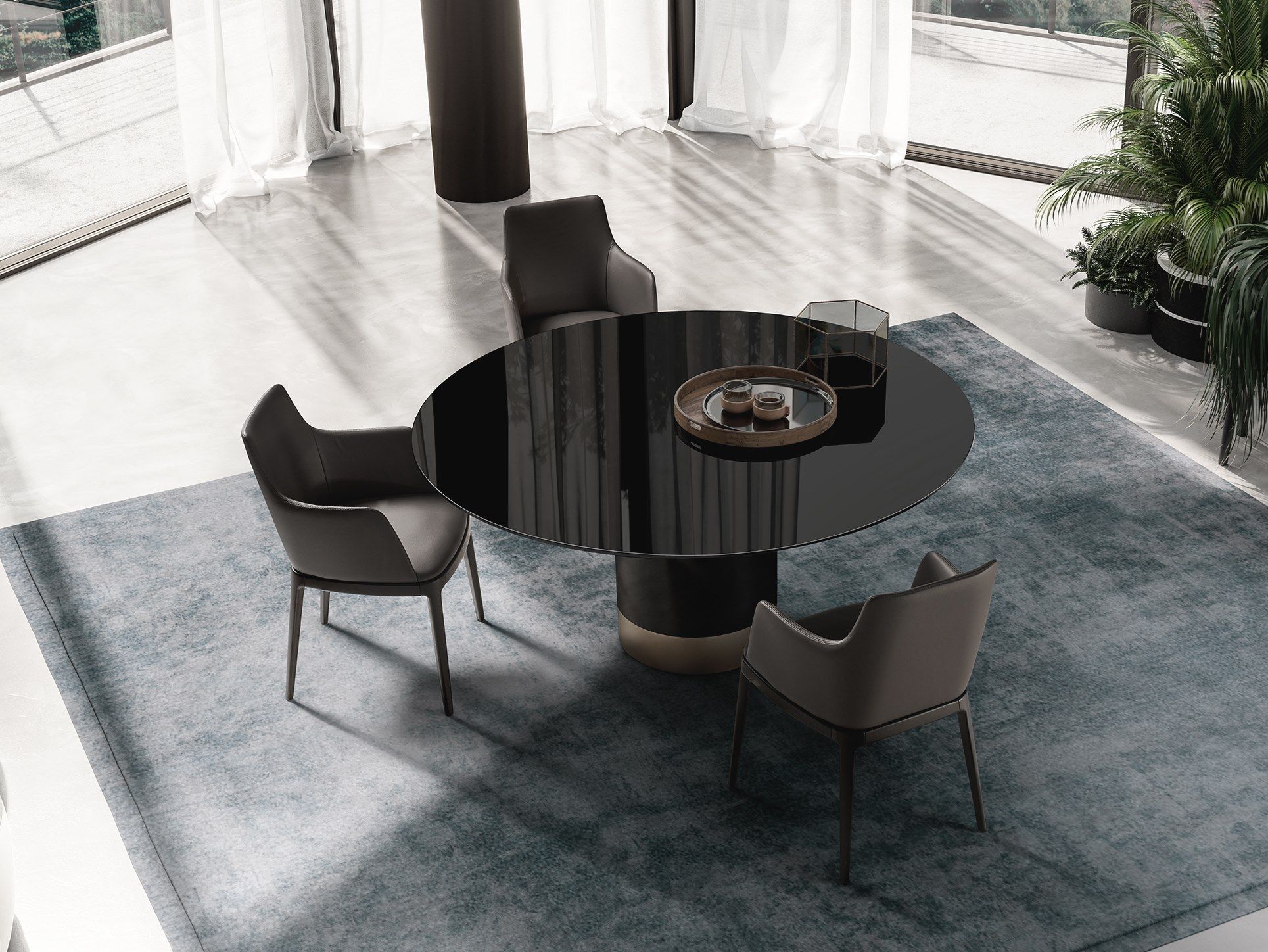 Круглый Хрустальный стол с металлическим основанием EFORMA Cilindro ARCH-00087419 - Вид №4