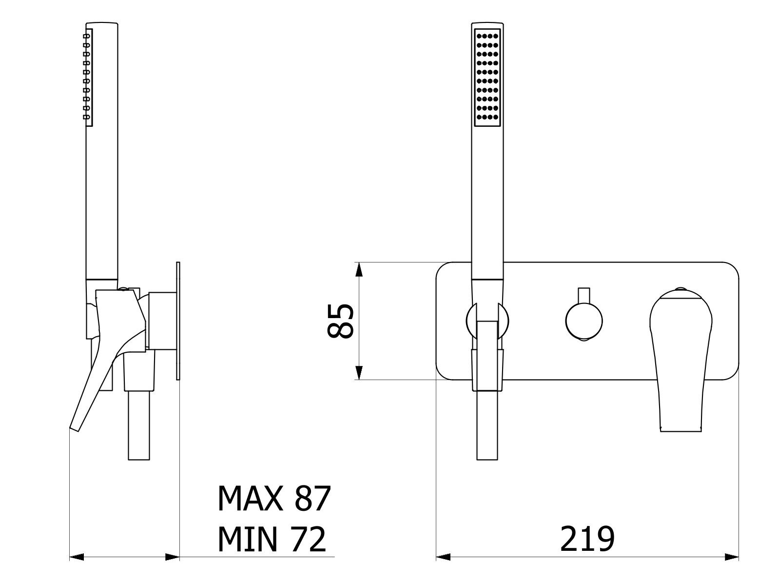 Однорычажный смеситель для душа с 3 отверстиями и ручным душем IB Twitter ARCH-00048241 - Вид №2