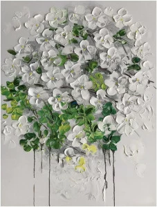 Картина на холсте 120х90 см "Белая орхидея" EVENHOME КАРТИНЫ МАСЛОМ 130017 Бежевый;белый;зеленый;разноцветный