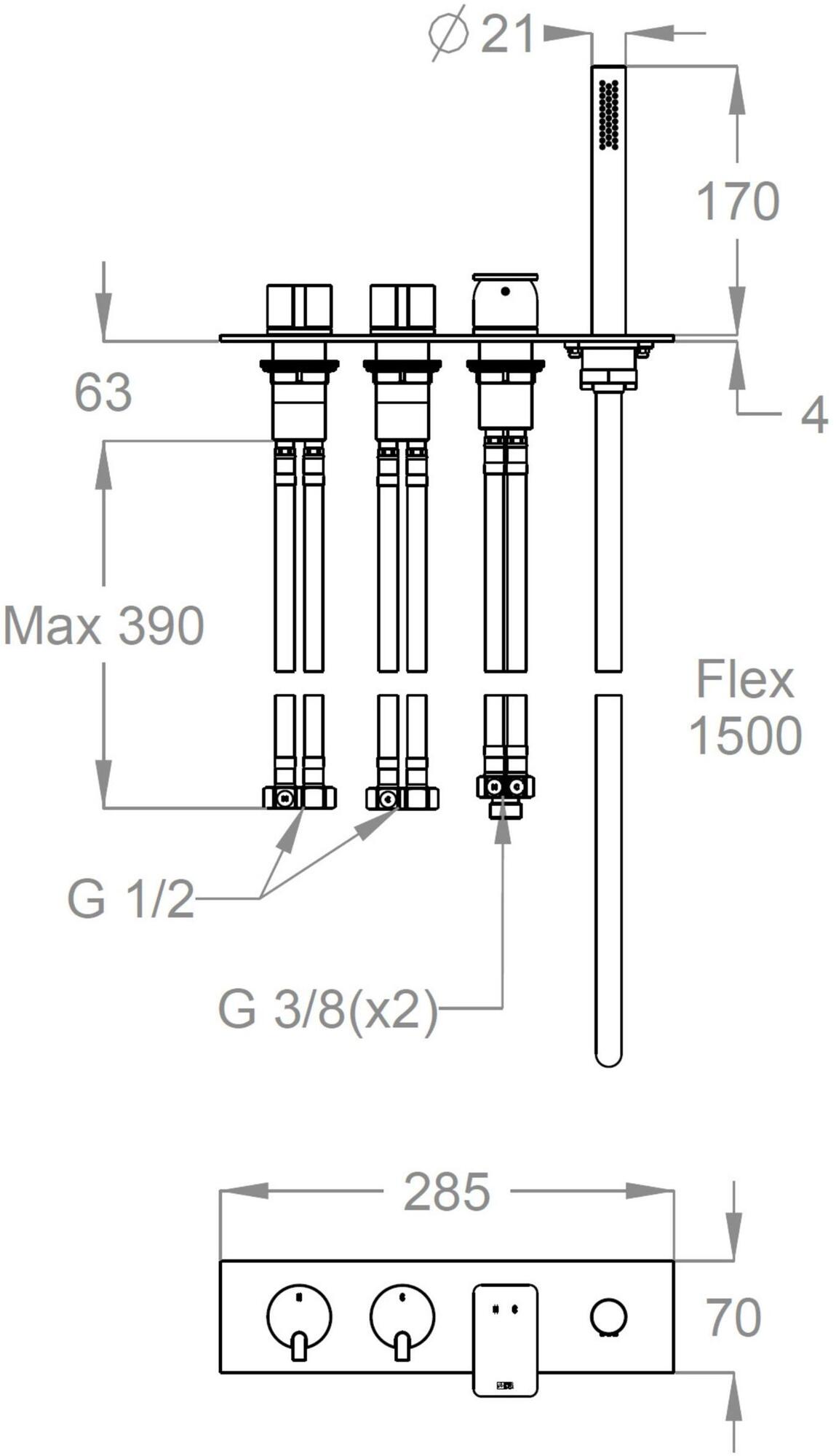 Fir Italia Комплект для ванны с ручным душем с тарелкой Playsteel 58 5831504 - Вид №1