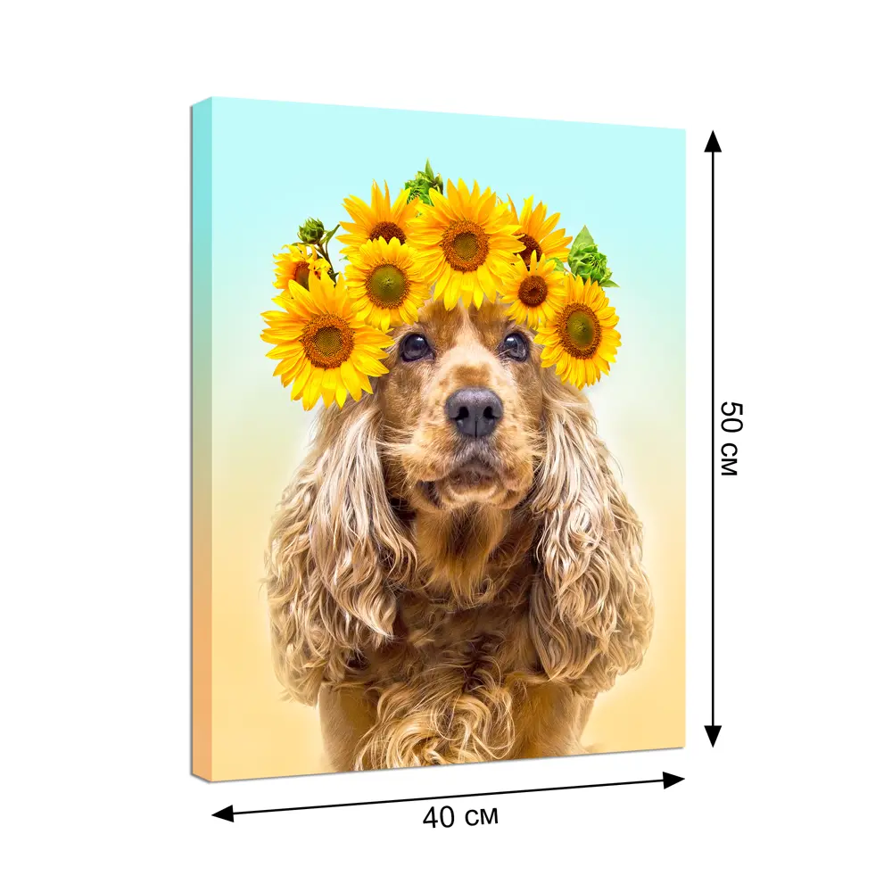 Картина на холсте Собачка с подсолнухами 40х50 см Santreyd STLM-2003297 - Вид №5