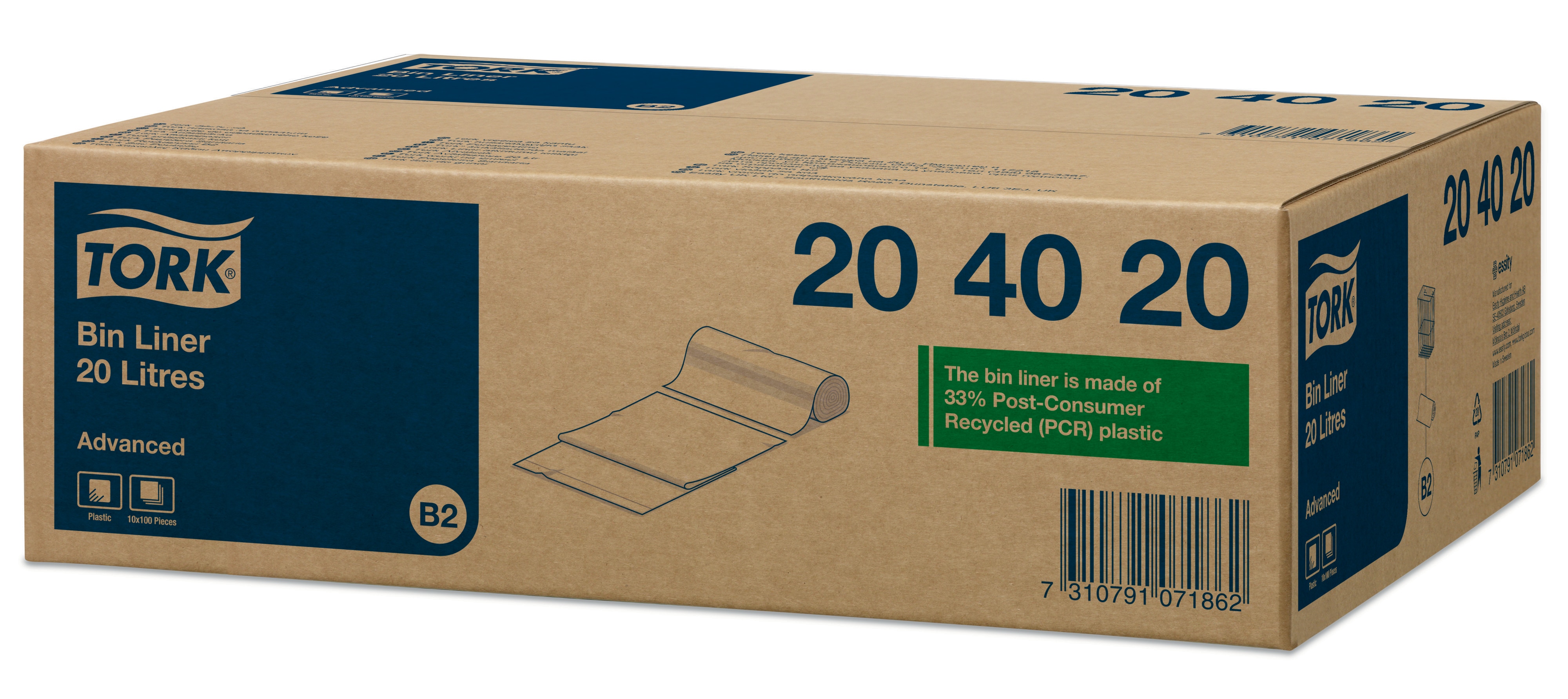 20402039 Мешки для мусора, 20 л, белые b2 Tork  - Вид №2