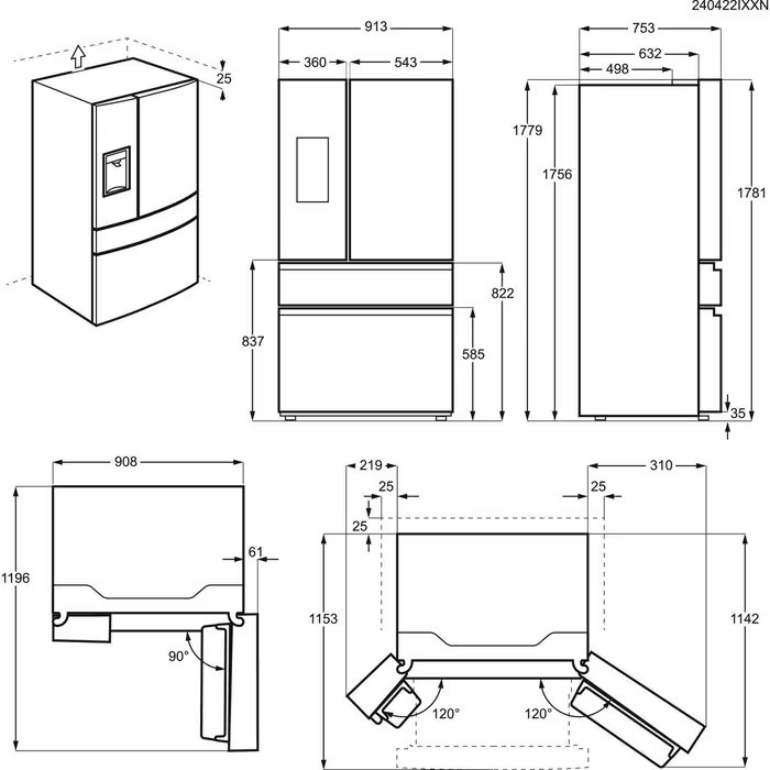 9258291 Холодильник многодверный   AEG RMB954E9VX серебристый STDN-0003516 - Вид №3