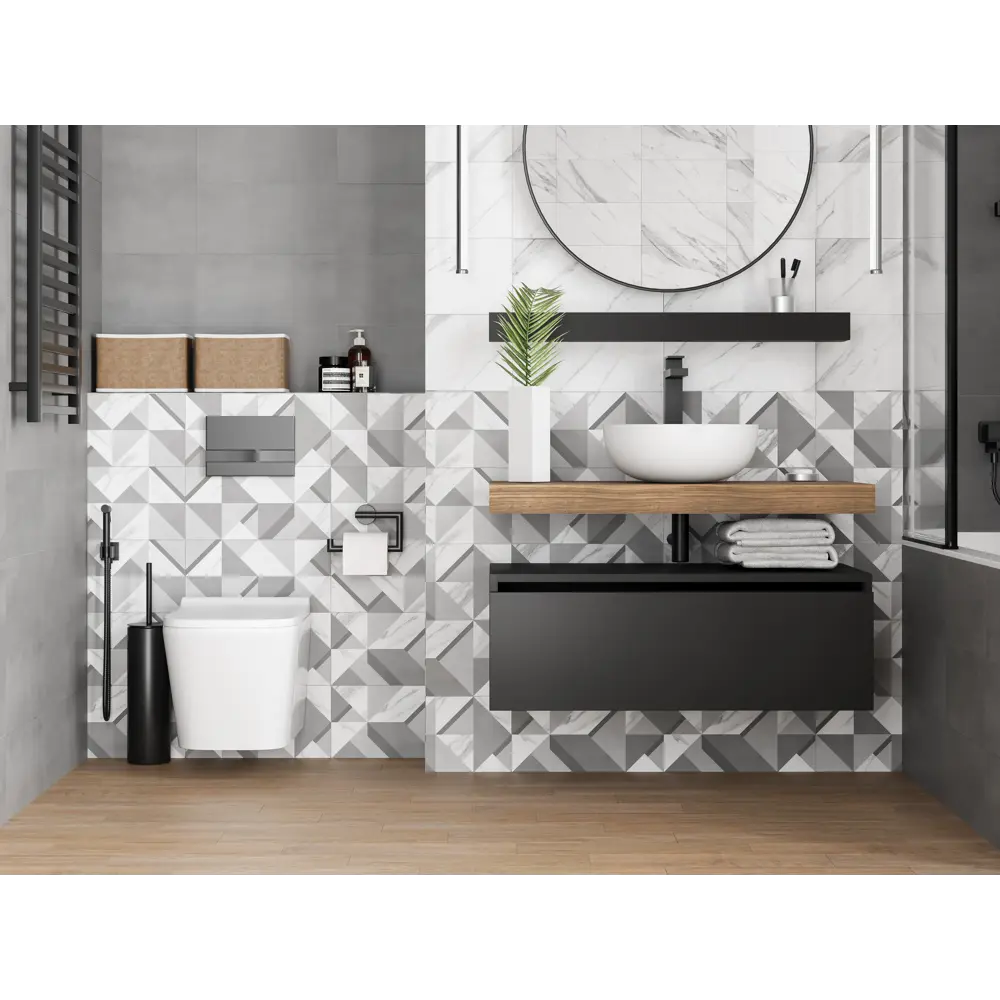 Настенная плитка KREAFORTA Mersey Tetris 20x40 см 1.62 м² матовая цвет серый STLM-2147009 - Вид №8