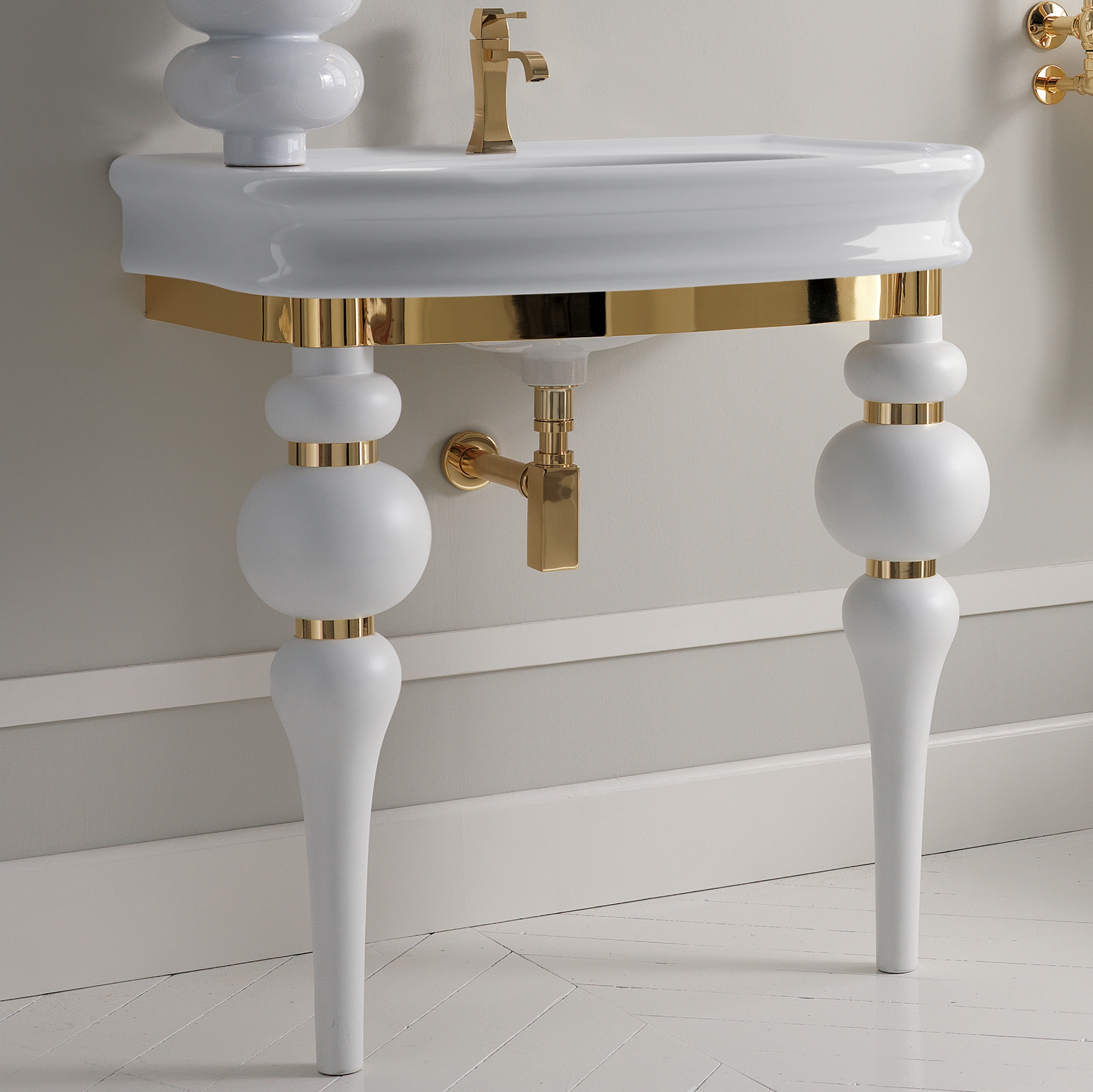 VV3070 3SC Консоль Via Veneto с умывальником и сифоном LA11, белый матовый Classico Treesseci 3SC