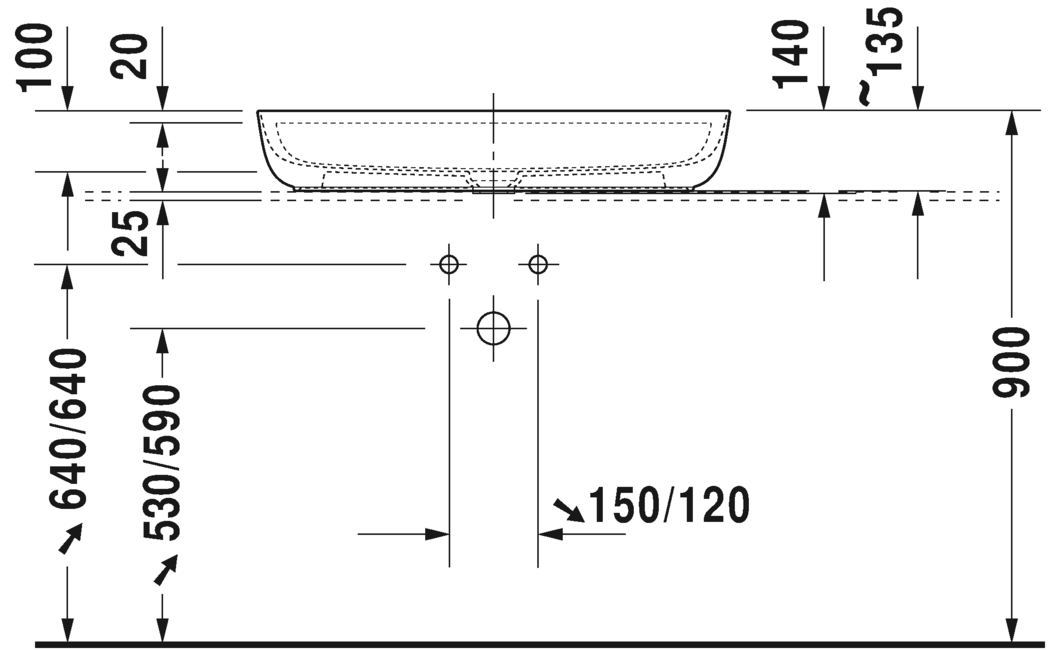 0380802600 Накладная раковина на столешницу  овальная Duravit Luv - Вид №3