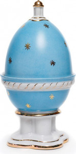 10617327 Промыслы Вербилок Штоф "Яйцо" (Сосуд для святой воды  Храм Христа Спасителя) Фарфор