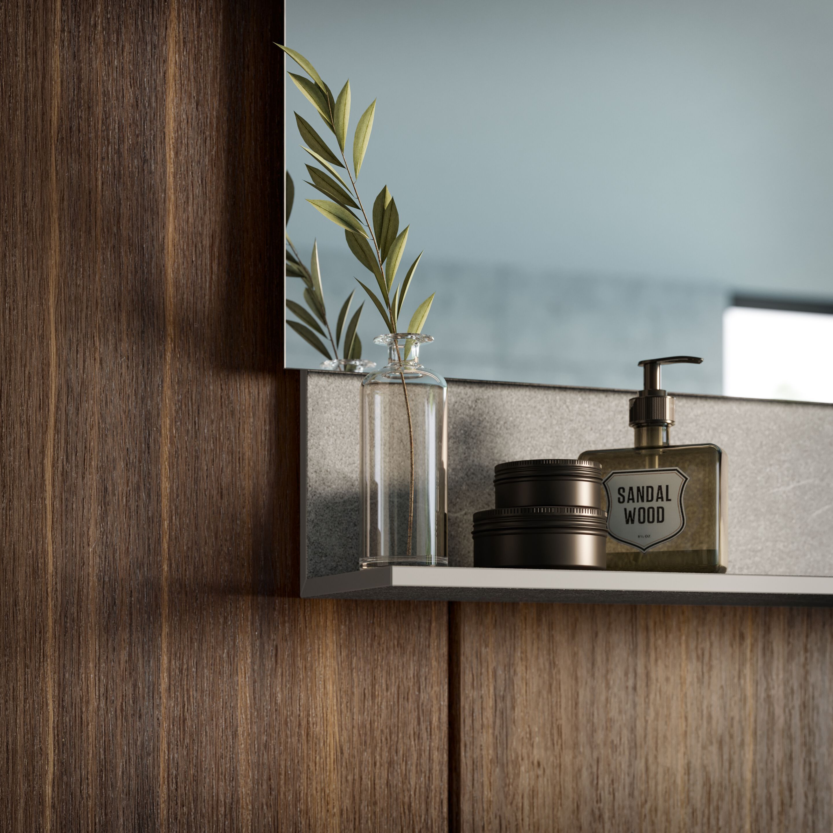 HPL подвесной одиночный умывальник с ящиками и зеркалом Birex Deep ARCH-00098485 - Вид №4