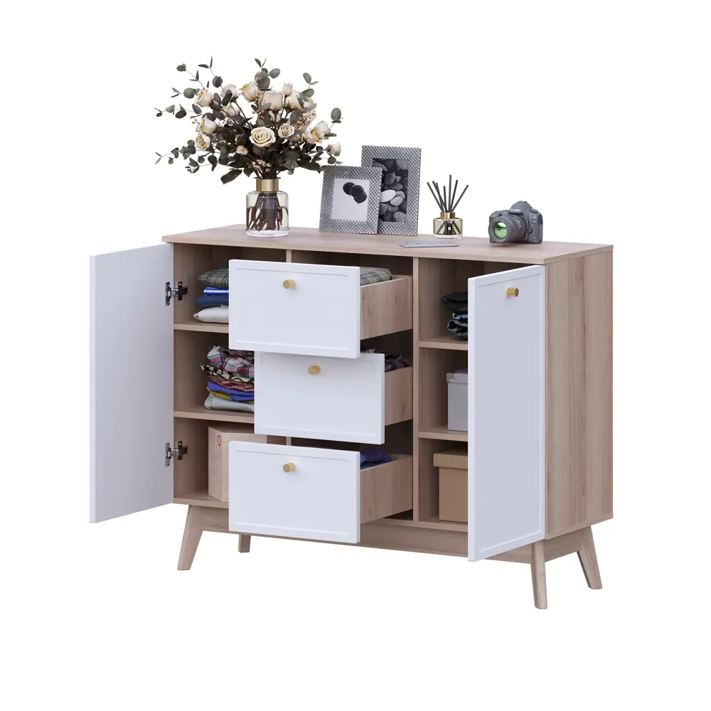 Комод KONSENSA Амьен 3 ящика 120x94x41.7 см ЛДСП цвет белый/коричневый Лион STLM-2208175 - Вид №10