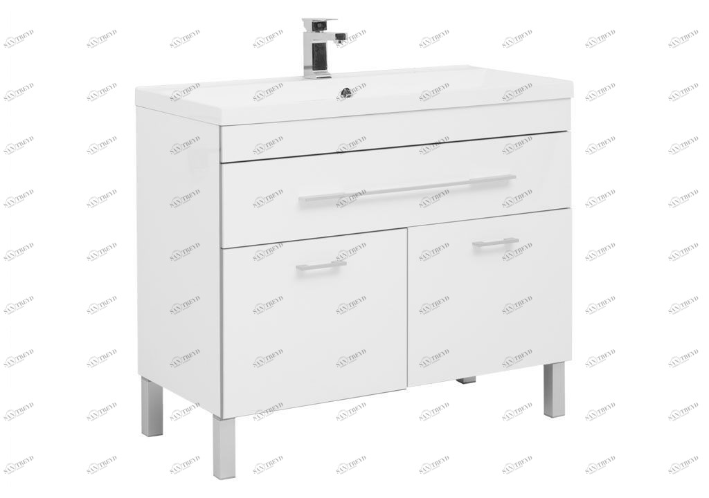 Тумба с раковиной Aquanet Верона NEW 100 белый (напольная 1 ящик 2 дверцы) 0018271000204096