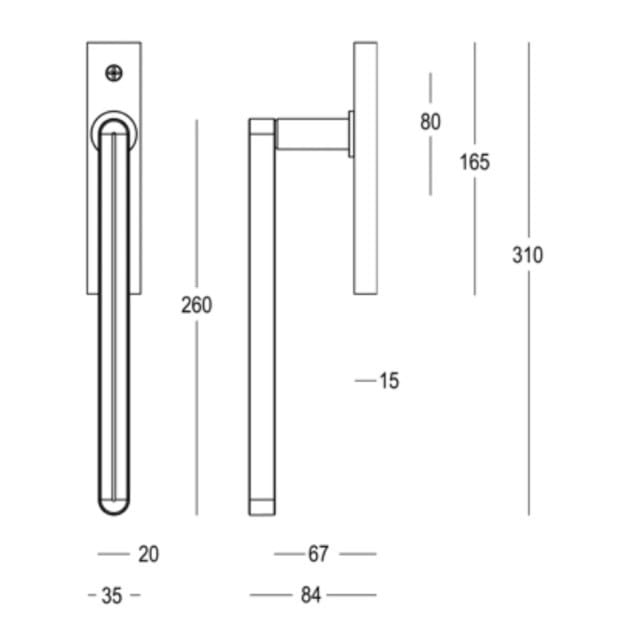 Латунная оконная ручка на пластине Quincalux Комо ARCH-00028888 - Вид №2