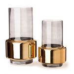 GWPP0055 Ваза из дымчатого стекла с золотым основанием ijlbrown  - Вид №3