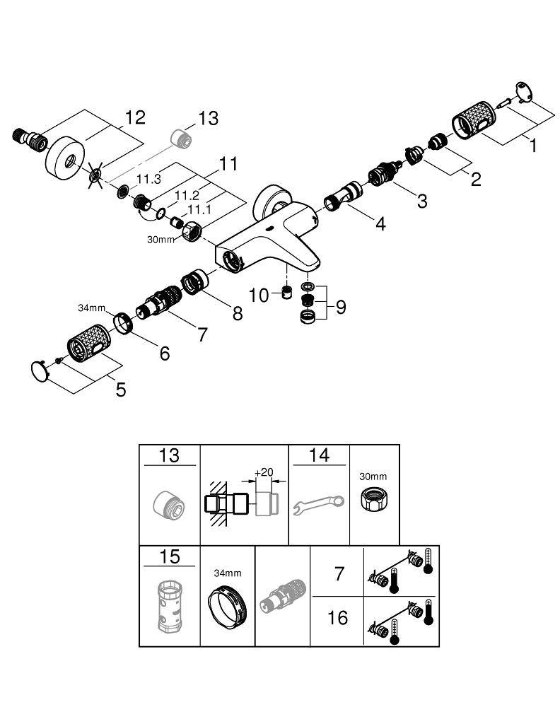 Термостат для ванны GROHE Grohtherm 1000 Performance, хром (34779000) - Вид №2