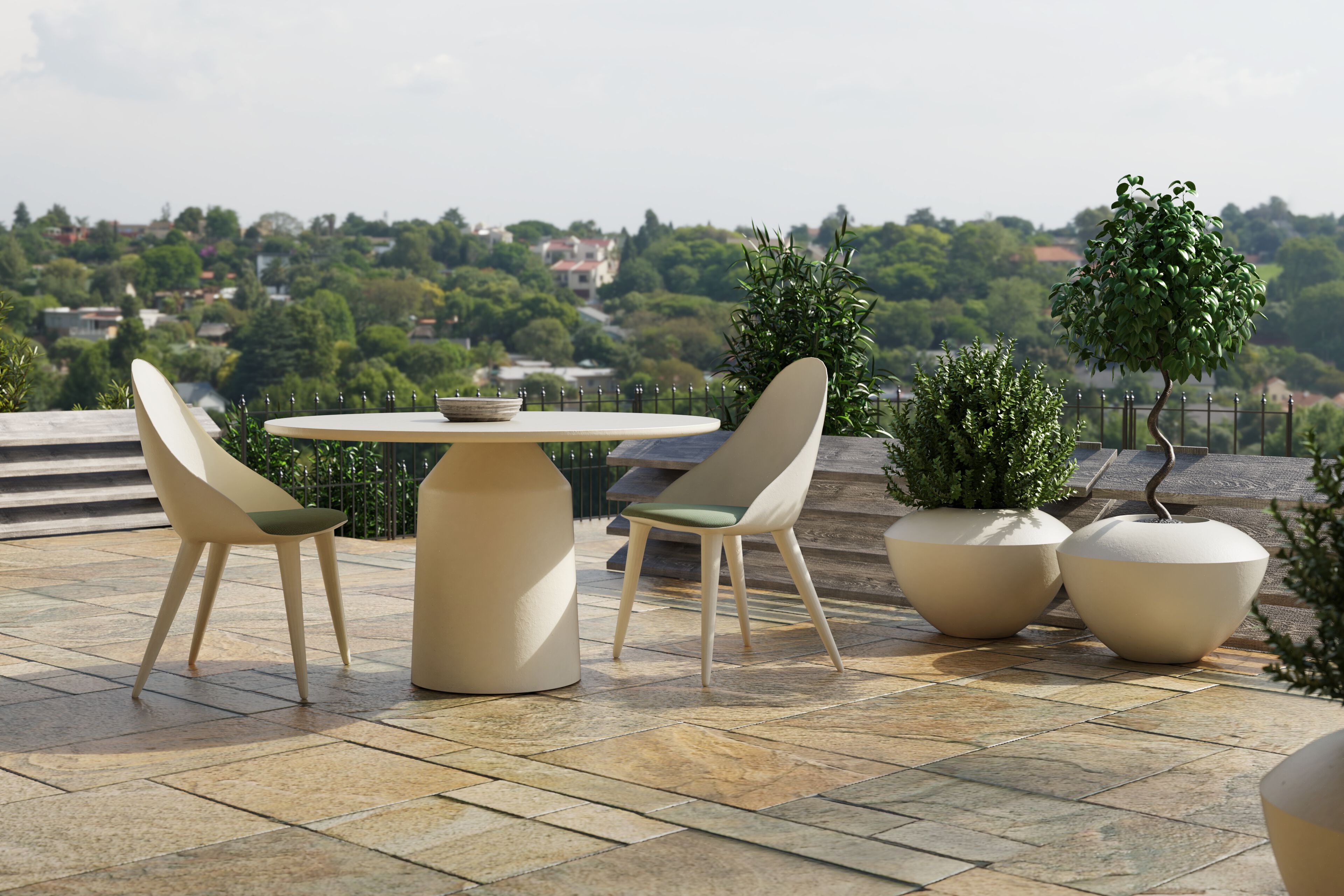 Круглый садовый горшок из стекловолокна GANSK SPIN ARCH-00106017 - Вид №8