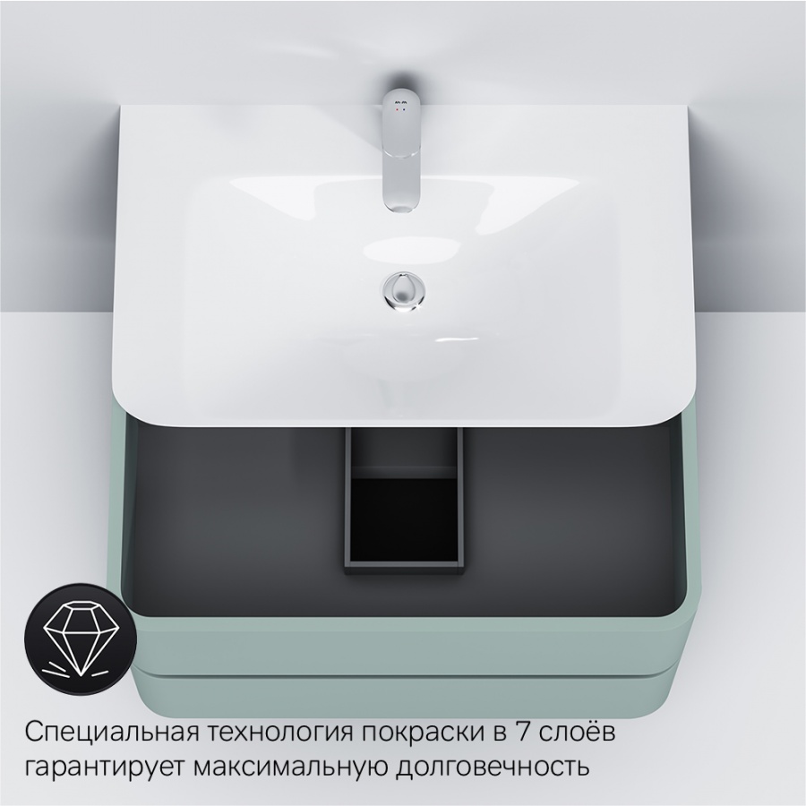 M30FHX0802GG База под раковину подвесная 80 см ящики мятный глянцевая шт AM.PM Sensation - Вид №3