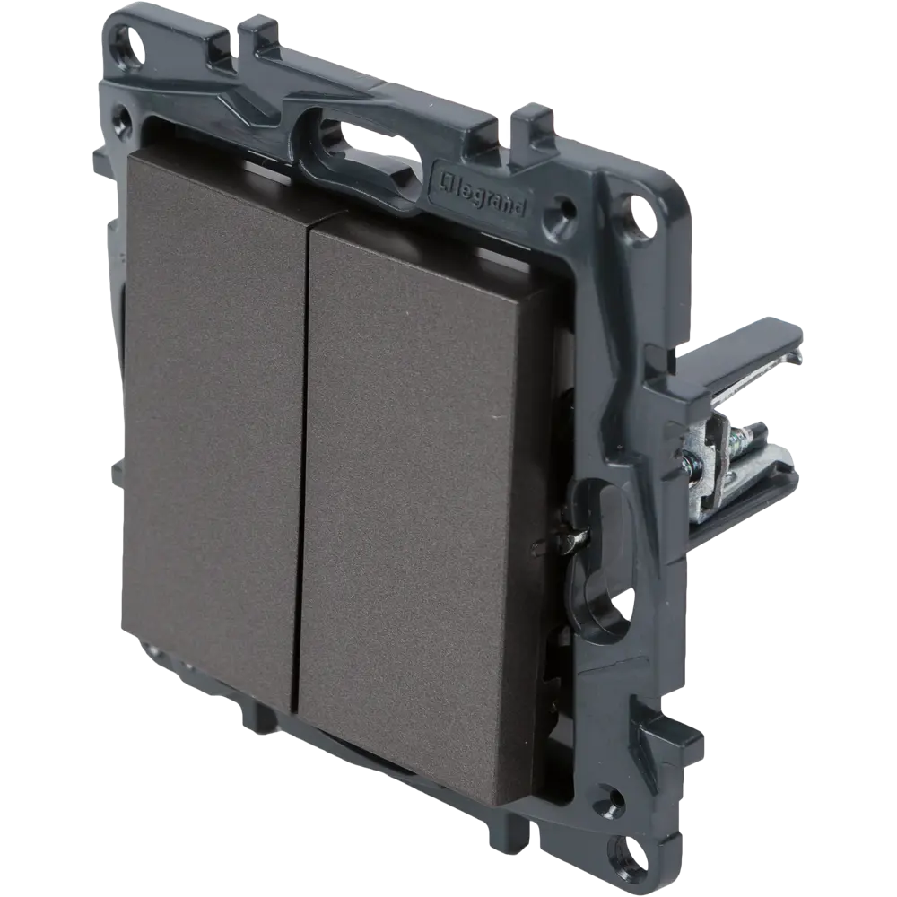 Выключатель встраиваемый 2 клавиши Legrand Structura 10А 250В безвинтовые зажимы магнезиум STLM-2131844 - Вид №2