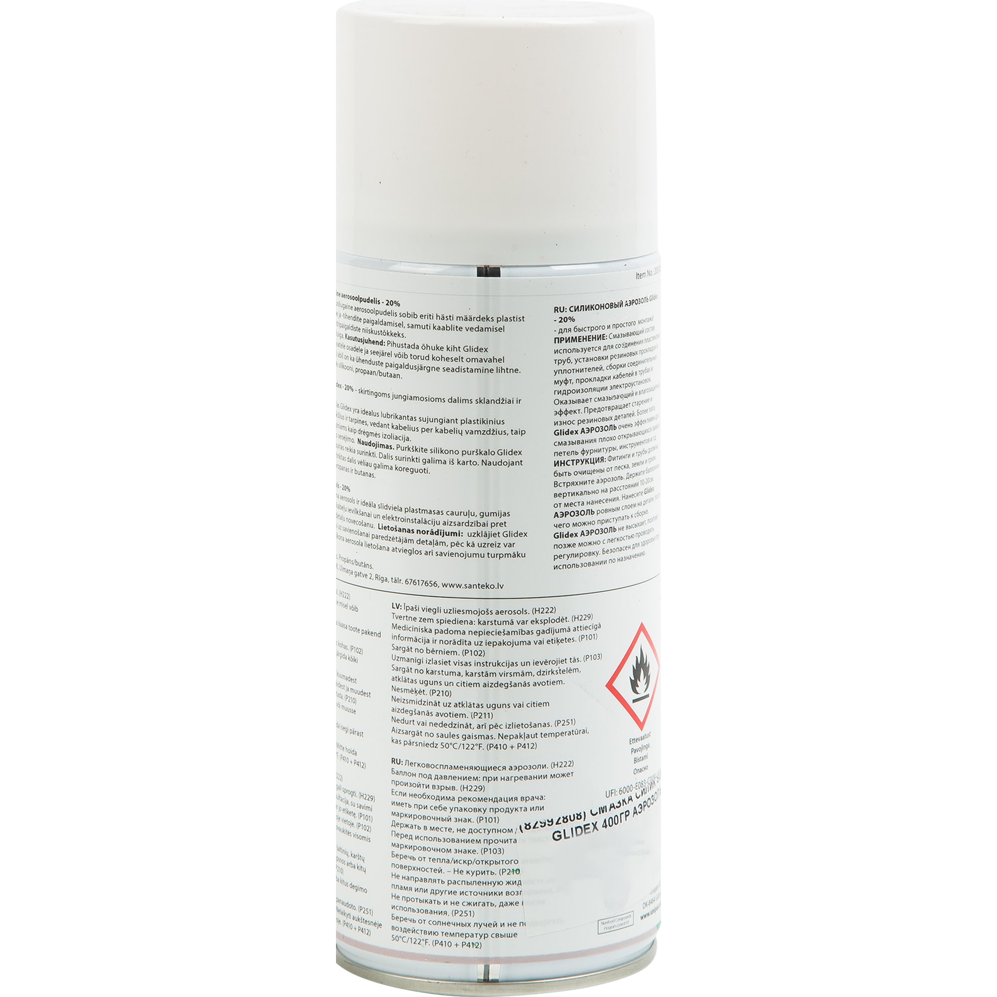 82992808 Смазка силиконовая для труб SUPER GLIDEX 400 грамм аэрозоль Santreyd  - Вид №1