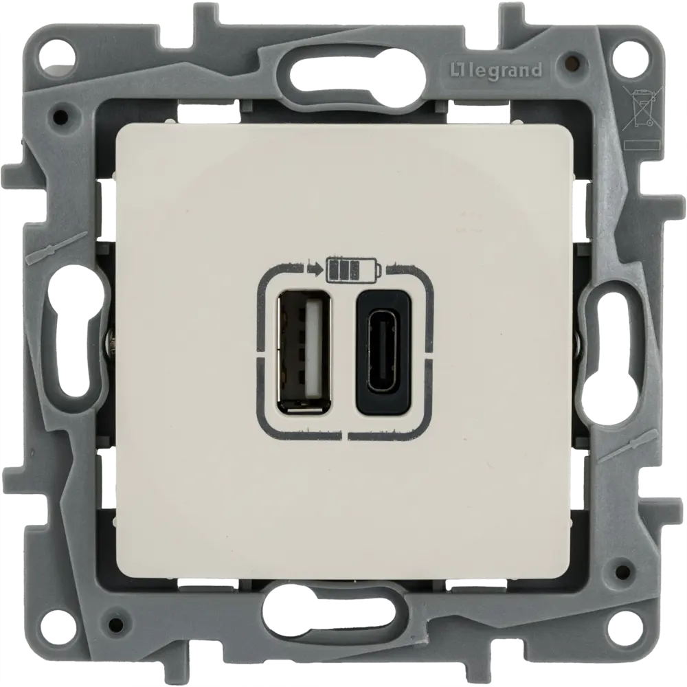 Зарядное устройство USB тип А / тип С - Legrand Etika - 3000мА 15Вт - слоновая кость STLM-2029002