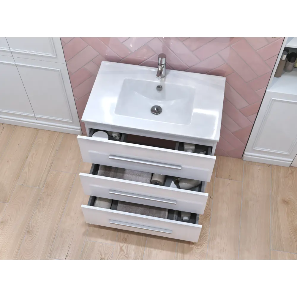 Тумба под раковину напольная Vigo Yuma 75 см цвет белый STLM-2060166 - Вид №9