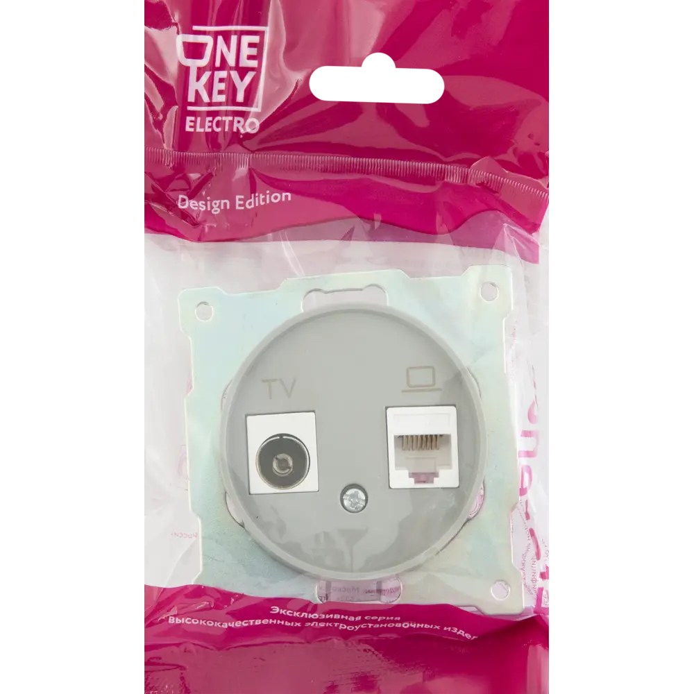 Розетка двойная антенна/компьютер TV/RJ45 кат.5e встраиваемая Onekeyelectro 1E20811302 цвет серый Florence STLM-2089493 - Вид №5