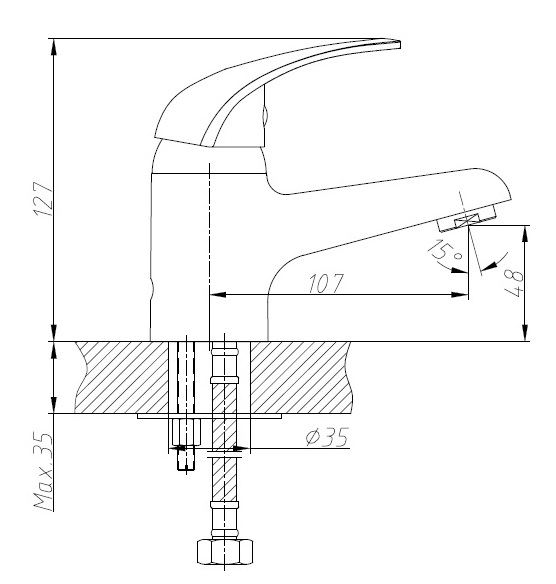 HB1003 Смеситель для раковины , хром Haiba  - Вид №2