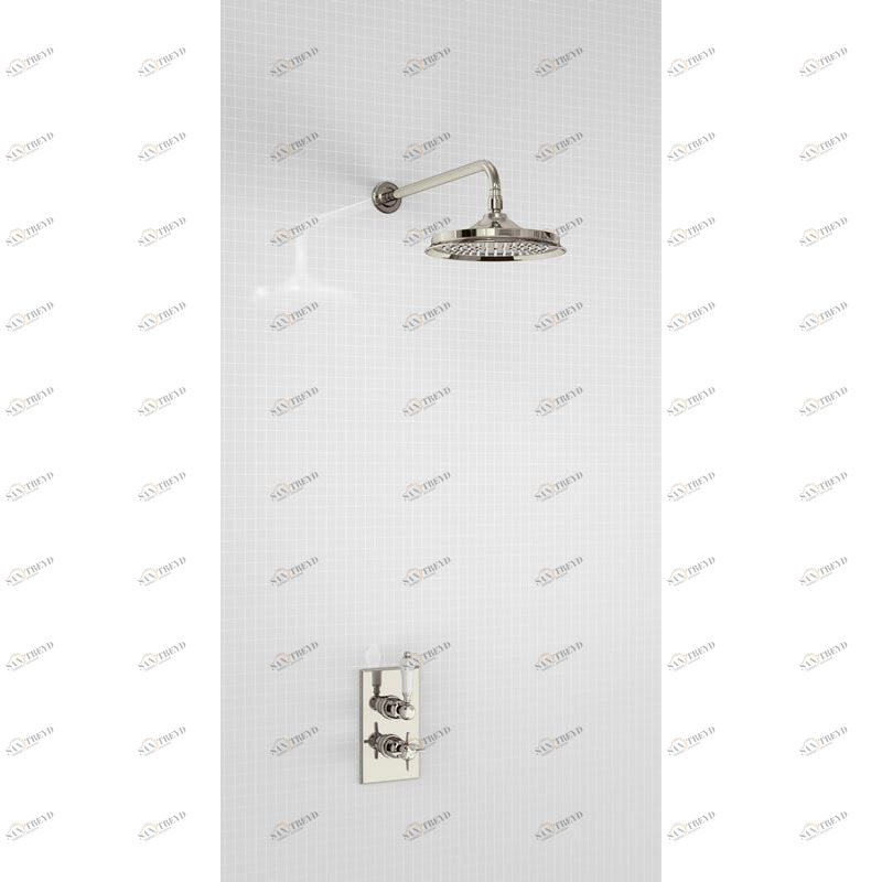 Душевая стойка с встроенным термостатом На 1 выпуск, верхняя лейка 9', НИКЕЛЬ [BARC73 NKL + ARCV17 NKL] Arcade Burlington ARC73, ARCV17 NKL