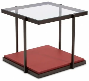 Duvivier Canapés Квадратный журнальный столик с кожаной и стеклянной столешницей Rio Riobc11v1c15