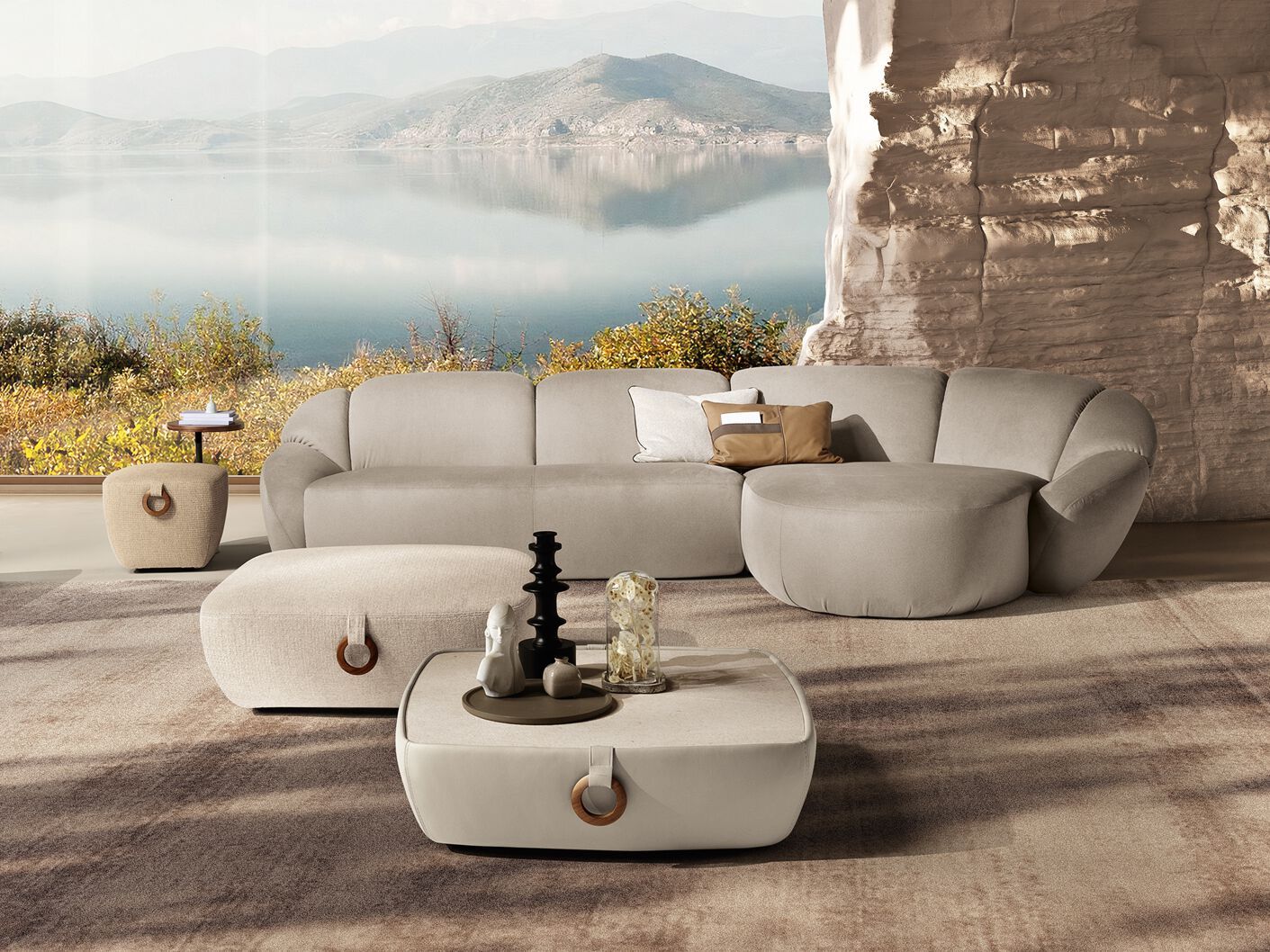 Тканевый диван с полуостровом Max Divani PANUMA ARCH-00112424 - Вид №3