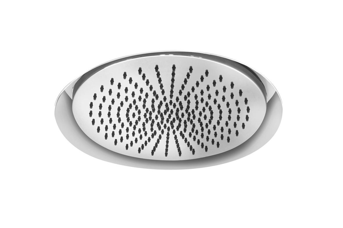 K062  Многофункциональный верхний душкруглая рамка Ø 35 cm bерхний душ Ø 30 cm для потолочной установки: утопленная, полу-утопленная, внешняя встроенная часть в комплекте обратный клапан ограничитель потока воды до 14 л/мин при 3 бар Функции: Двойной дожд Fantini Rubinetti Acquafit