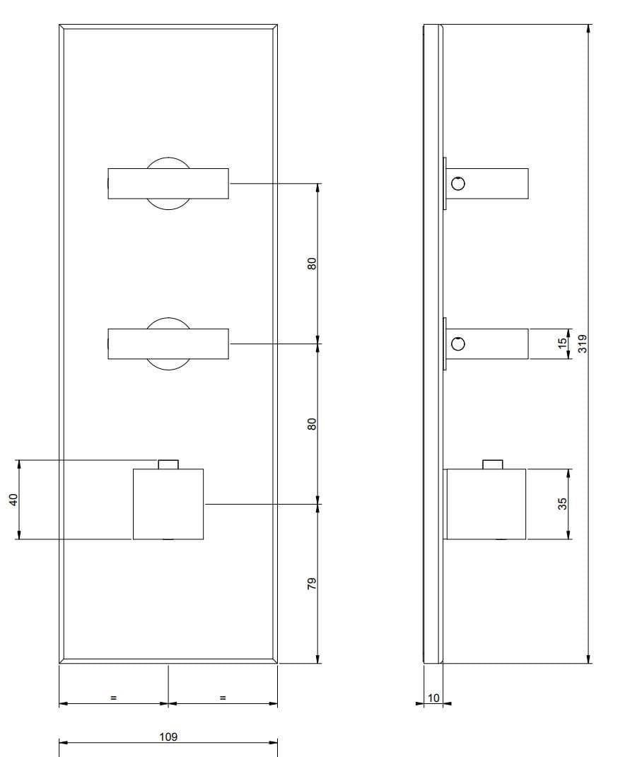 Латунный термостатический смеситель для душа с 3 отверстиями Gessi прямоугольник ARCH-00074812 - Вид №3