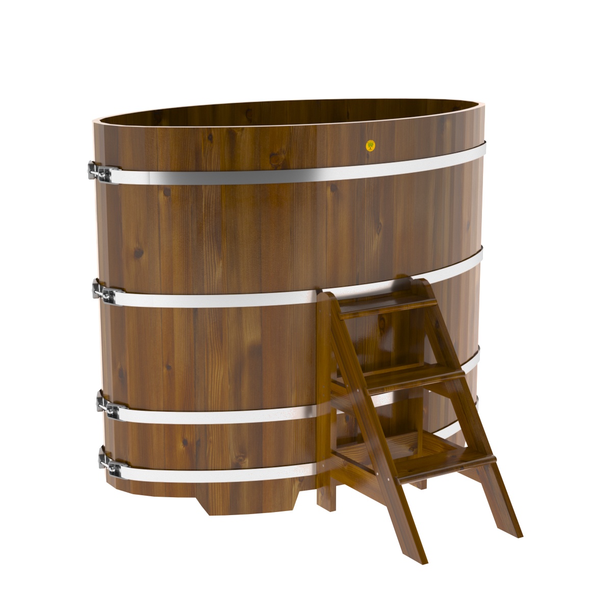 2277 Купель овальная из лиственницы Рустик 0,92х1,66х1,4 морёная Alyarus  - Вид №1