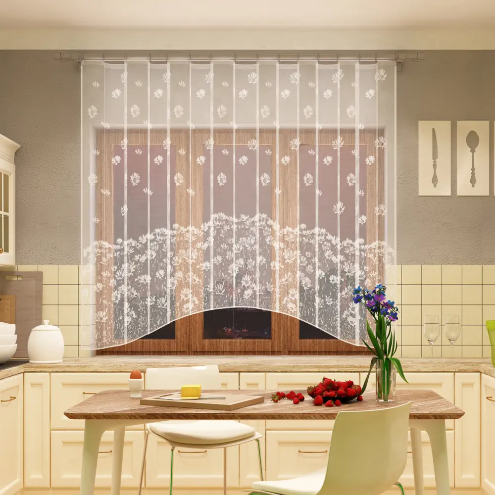 Тюль на ленте для кухни «Зара» 260х160 см цвет белый Santreyd STLM-2070638 - Вид №7