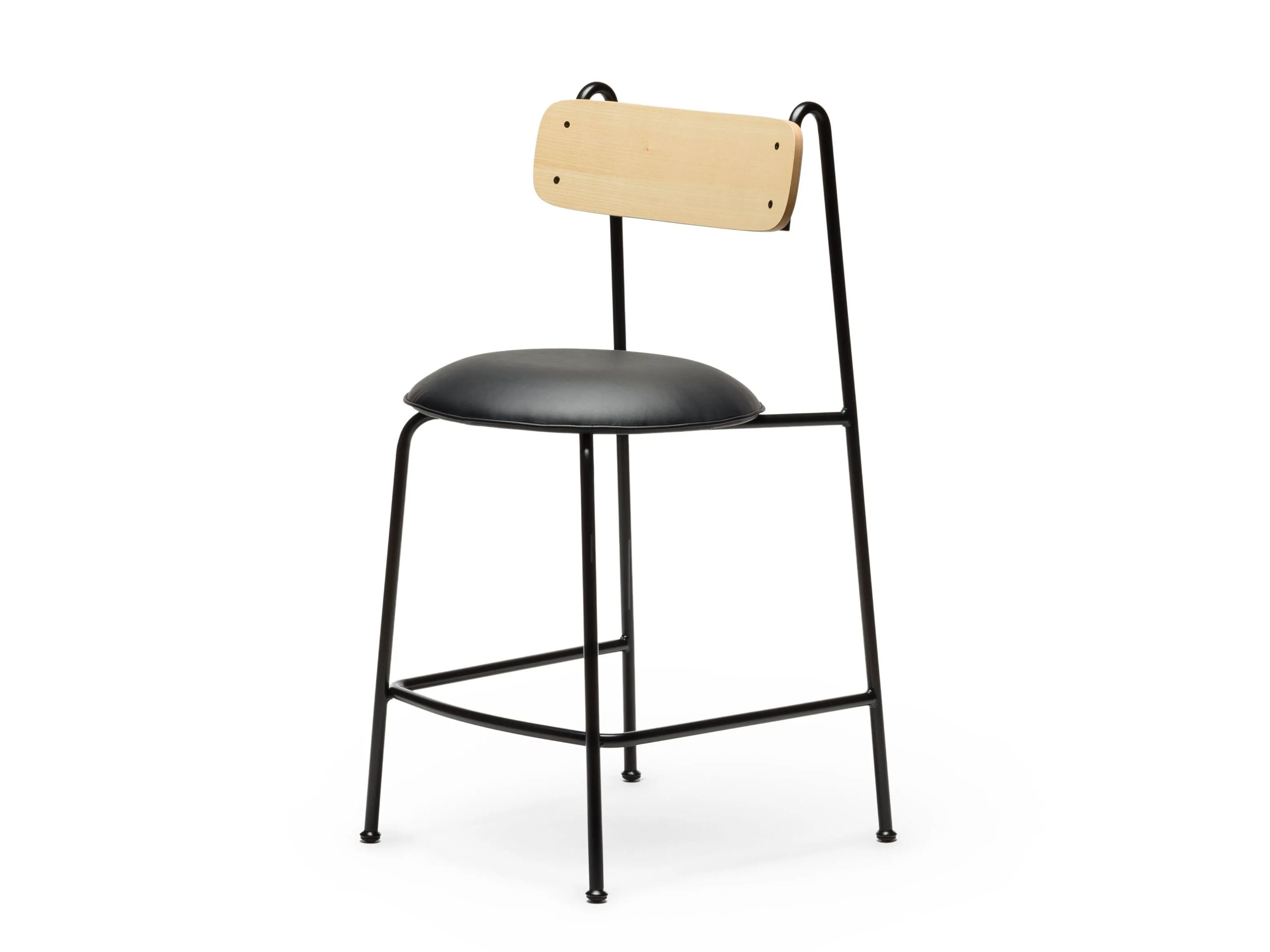 Окрашенный металлический табурет со встроенной подушкой из искусственной кожи и спинкой CHAIRS & MORE Lena ARCH-00048550 - Вид №23