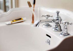 Gentry Home Таз большой белый Victorian Синий узор GH100803 - Вид №1